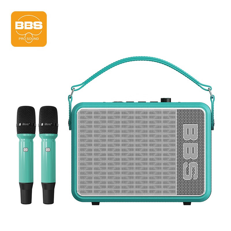 BBS 高音质便携式户外移动KTV、直播、带声卡话筒音箱一体无线多功能音响 P6 套 绿茶