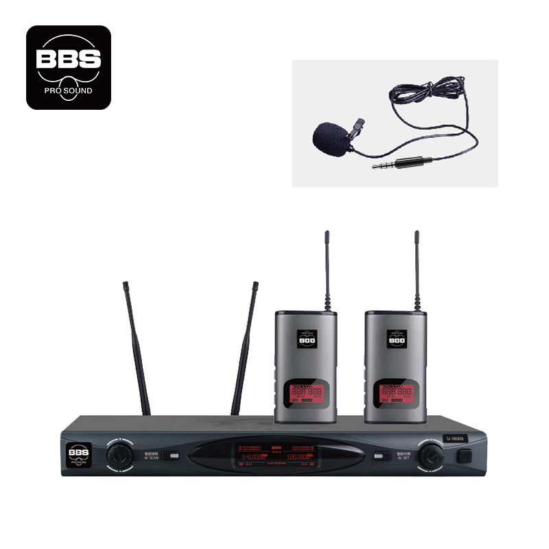 BBS 直播、教学、会议室、多功能报告厅麦克风 一拖二无线小蜜蜂领夹话筒 U-1600S（领夹）套 黑色
