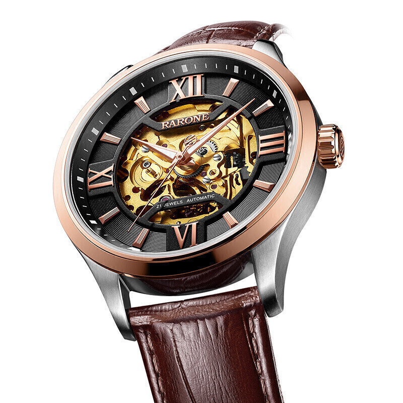 雷诺(RARONE)手表军舰系列潮流自动男士机械表8670019049907（单位：块） 黑金色