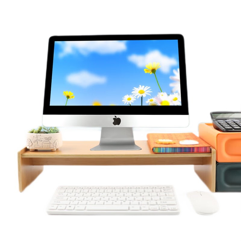 倍方 电脑显示器增高架 显示器支架 多功能置物架显示器桌 电脑增高架单层竹木色 单层竹木色