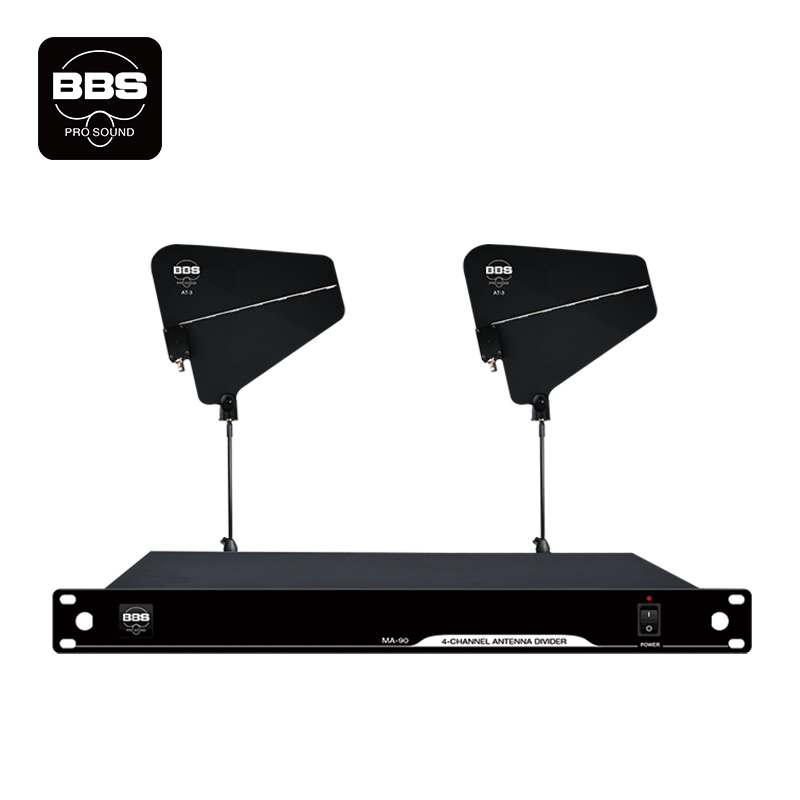 BBS 会议系统无线麦克风信号放大器宽频四通道自动增益控制天线分配器 MA-90 台 黑色