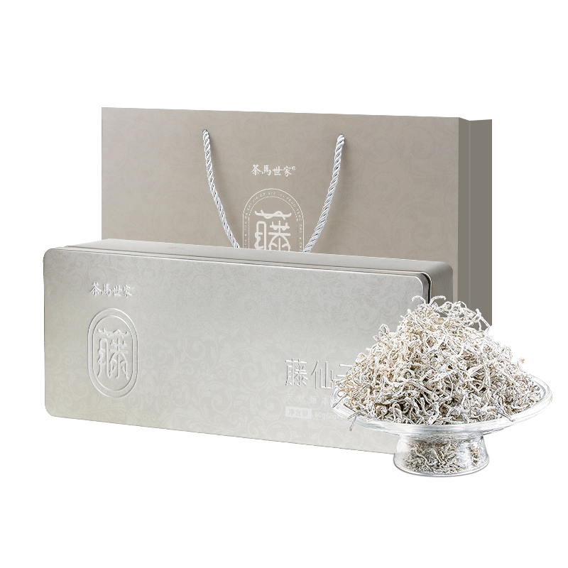 茶马世家 恩施硒富藤茶芽尖莓茶来凤土家硒富野生茶 特级藤茶礼盒 60g 银色