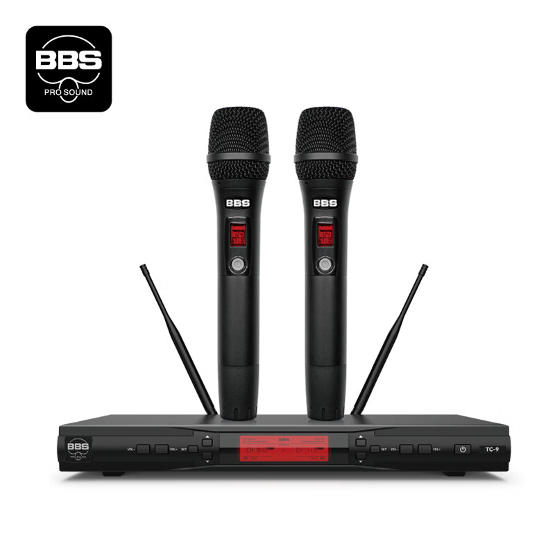 BBS 会议室多功能室、专业舞台、演讲教学培训专用一拖二智能无线麦克风 TC-9 套 黑色