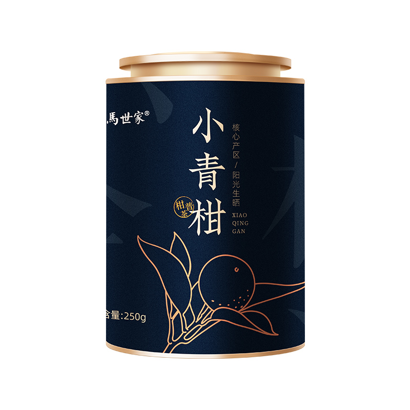 茶马世家新会小青柑陈皮普洱茶熟茶特级小柑橘小青桔柑普茶叶250g （单位：罐）曜石黑