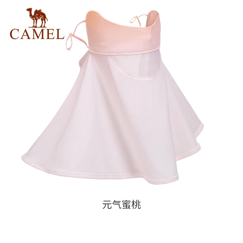 骆驼（CAMEL）腮红防晒面罩女士全脸遮阳面纱防紫外线透气防尘口罩冰丝护颈 173BAH0053 个 元气蜜桃