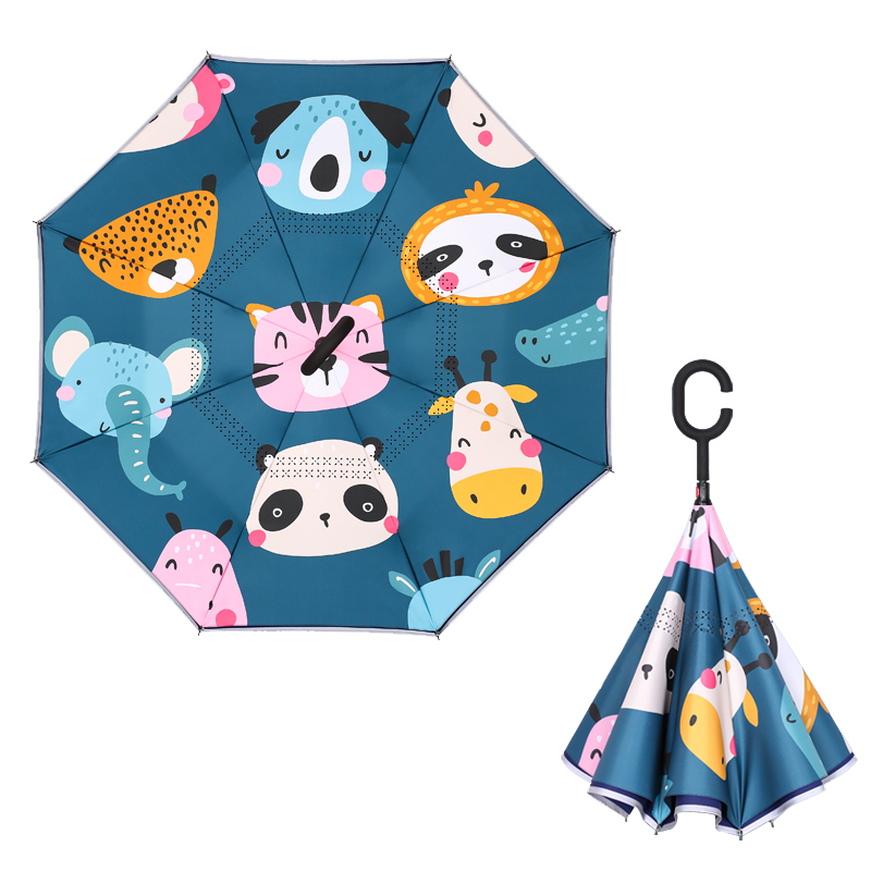 美度儿童反向伞双层卡通小学生雨伞M6016  58.5cm*8K/把 动物乐园