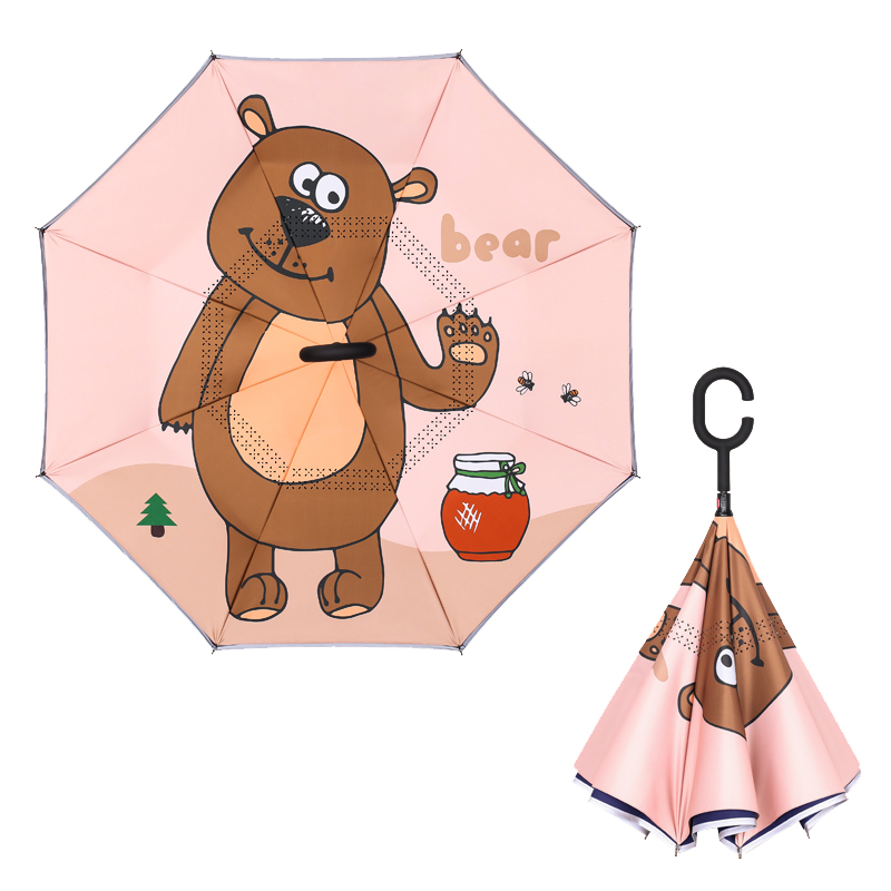 美度儿童反向伞双层卡通小学生雨伞M6016  58.5cm*8K/把 偷蜜熊