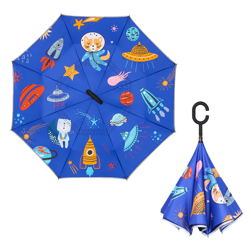 美度儿童反向伞双层卡通小学生雨伞M6016  58.5cm*8K/把 宇宙世界