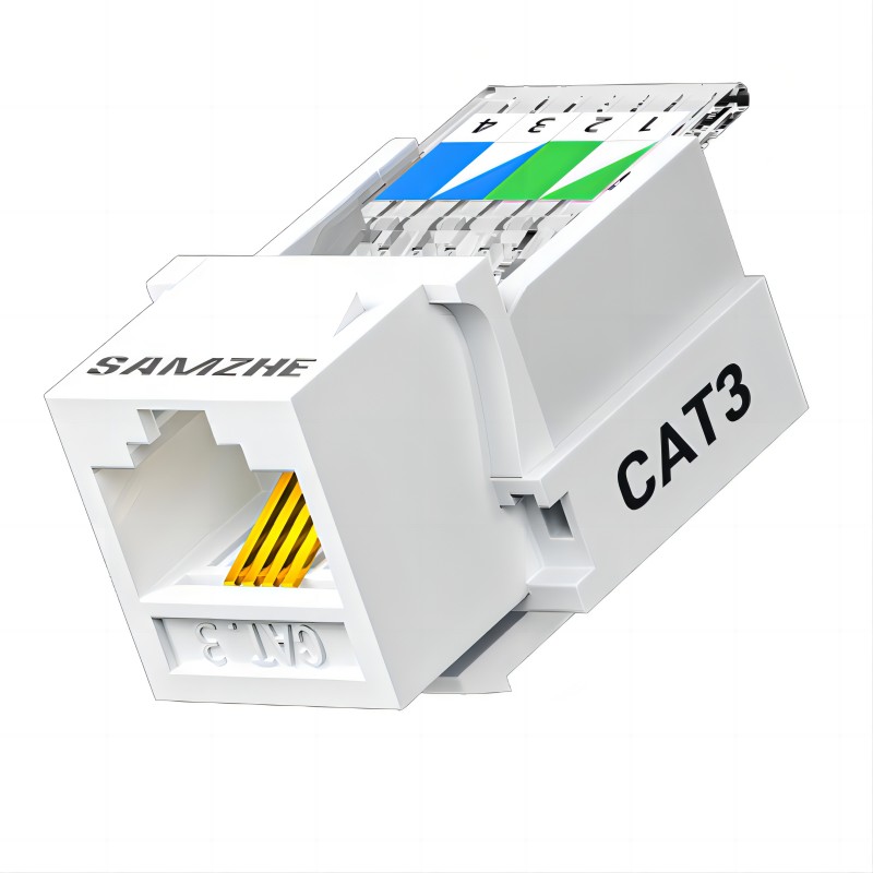 山泽（SAMZHE）MKC31 语音电话免打模块工程级 RJ11电话4芯镀金模块通信插座 CAT3电话线面板模块 个 象牙白