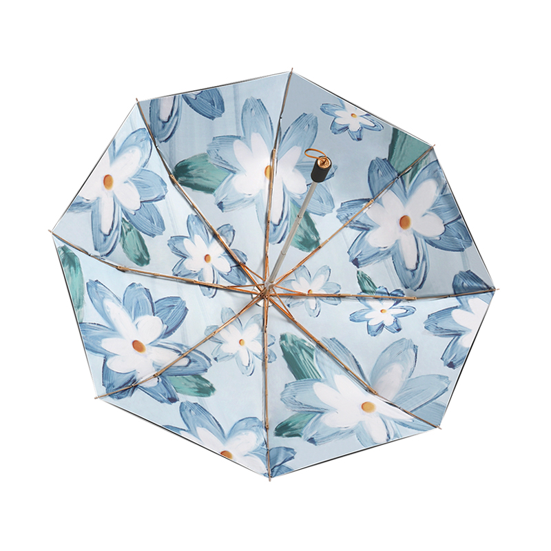 美度M3111三折钛银双层晴雨伞两用黑胶折叠伞56cm*8K/98cm(单位：把) 幽兰-礼盒装