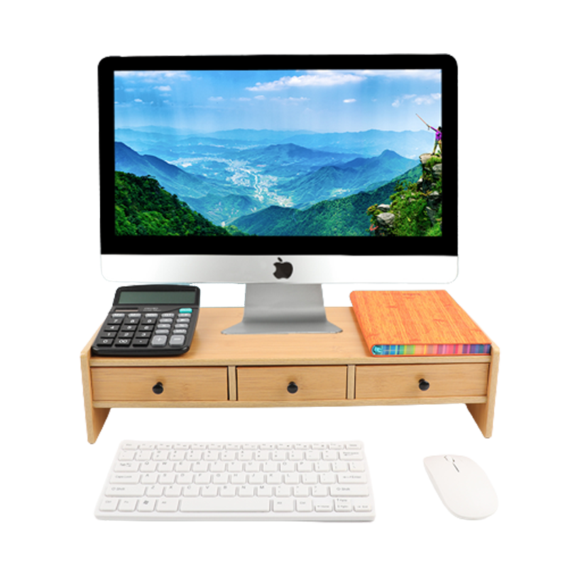 倍方 37734 三抽屉竹木色 电脑显示器增高架 三抽屉竹木色（单位：个）