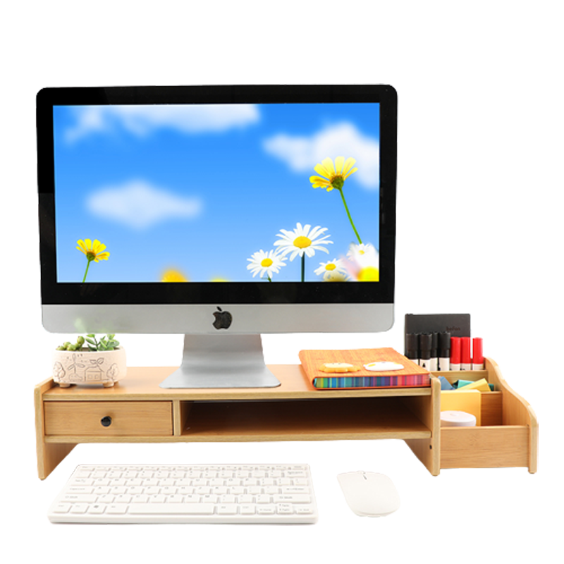 倍方 37765 单抽屉带置物架竹木色 电脑显示器增高架 单抽屉带置物架竹木色（单位：个）