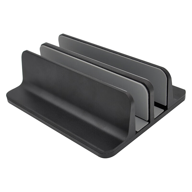 倍方 电脑立式支架 平板笔记本通用 宽度可调节 铝合金笔记本支架 桌面收纳架 电脑底座托（单位：个） 双开口立式支架爵士黑