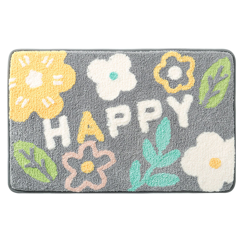 大江地垫家用卫生间吸水脚垫浴室防滑门垫子速干厕所卧室门口地毯（单位：张） 好事花生-灰底50*80cm