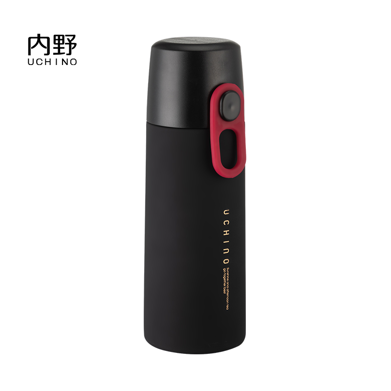 内野（UCHINO）青珊保温杯便携户外水杯304不锈钢保温杯HU-HW35-01 黑色