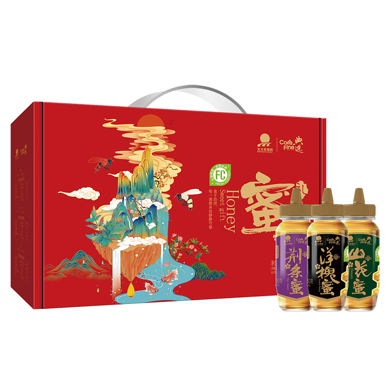 北大荒典选 蜜礼蜂蜜礼盒750g 盒（新疆，西藏，青海甘肃，宁夏，内蒙 云南 海南不发货） 红色