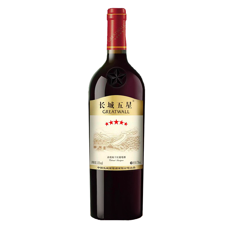 中国长城五星赤霞珠干红750ml*6瓶（整箱装） 黑色