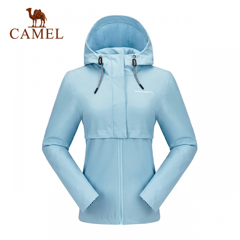 骆驼珠穆朗玛系列冲锋衣男女单层薄外套秋冬旅行登山服装 A0W1UH108A 女 件 阿罗纳蓝 M