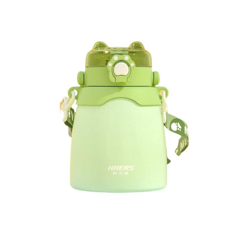 哈尔斯（HAERS）女学生吸管水便携316不锈钢网红大肚杯壶1000ML HQ-1000-7（单位：个) 绿色