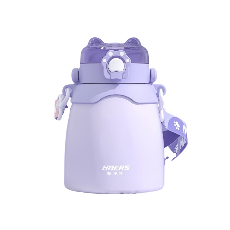 哈尔斯（HAERS）女学生吸管水便携316不锈钢网红大肚杯壶1000ML HQ-1000-7（单位：个) 紫色