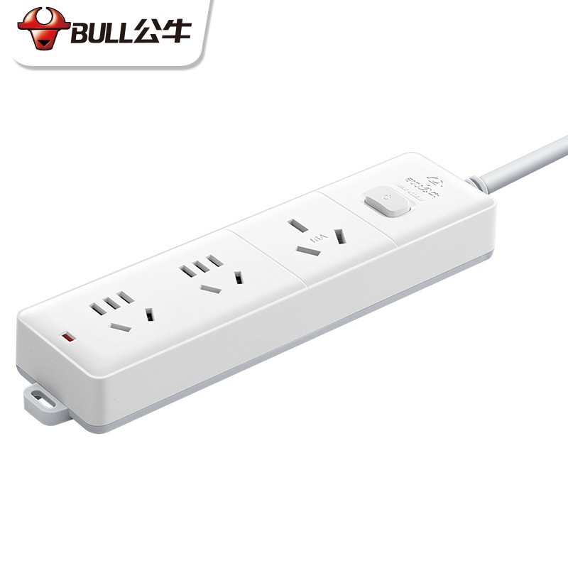 公牛（BULL）大功率16A空调插座 新国标插座/插线板/插排/排插/接线板 3位总控全长3米 送10A头 GN-406D 个 白色