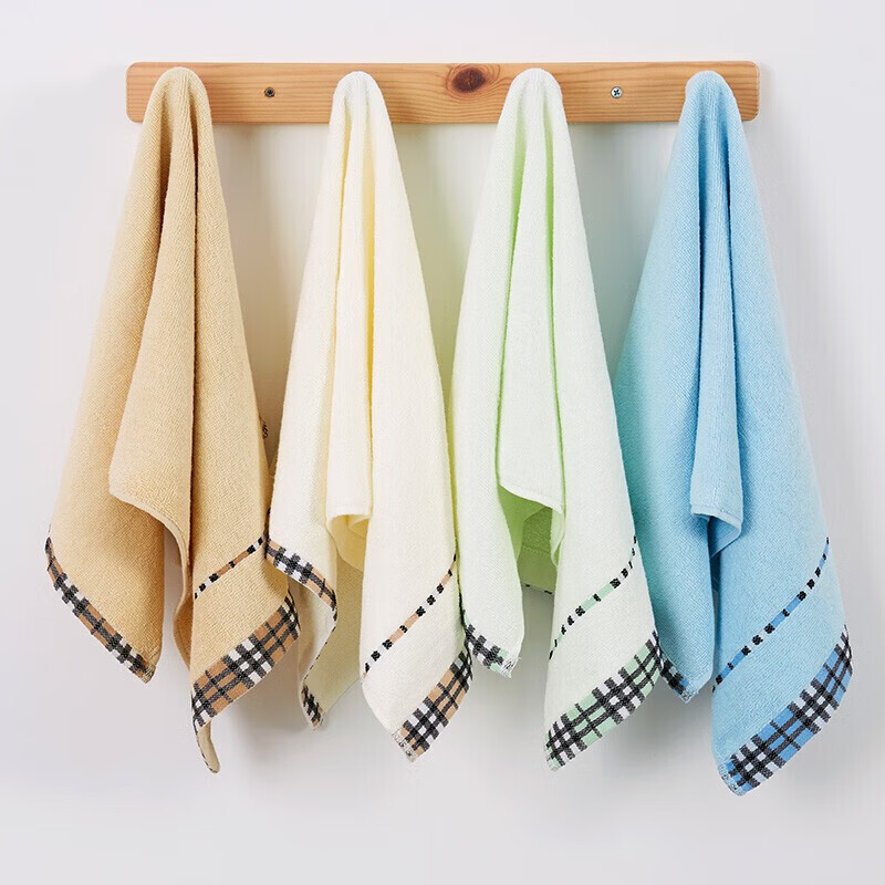 孚日洁玉 毛巾纯棉 经典素色强吸水洗脸巾 印象米兰4条装   DS0-125F-JD 米，棕，蓝，绿