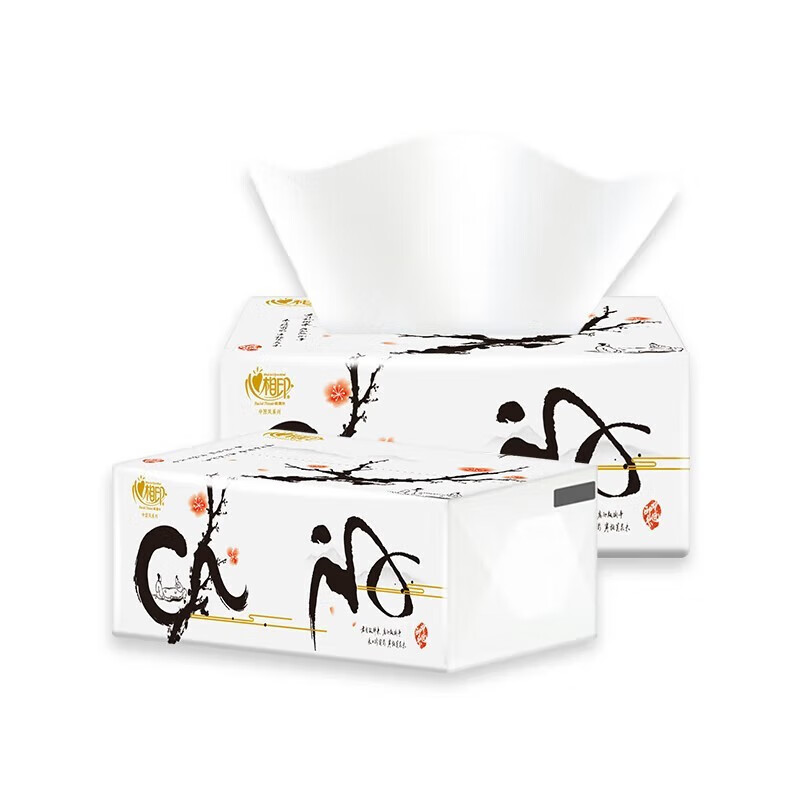 心相印（Mind Act Upon Mind）商用中国风系列DT100ZG三层塑装纸面巾（24包）（单位：箱） 白色