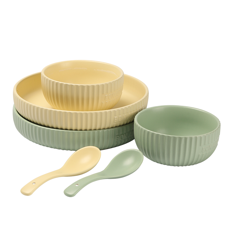 栢士德芬华陶瓷套装 BST-1023  8寸盘2个+4.75寸碗2个+勺子2个 （单位：套） 混色