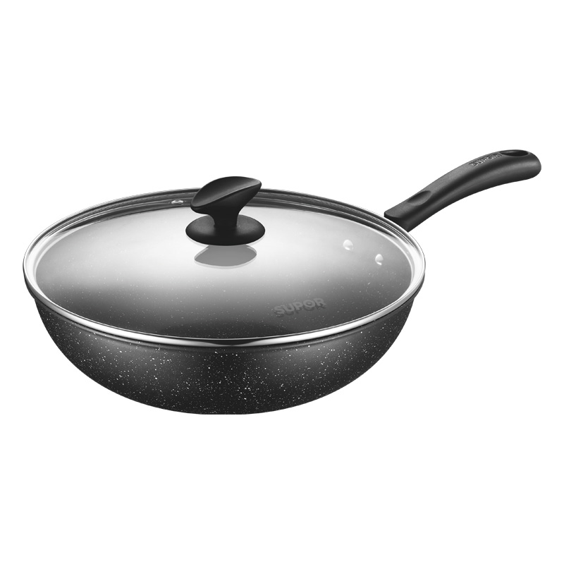 苏泊尔（SUPOR）酷石不粘炒锅30CM口径平底煎炒锅 VC30SP02 黑色