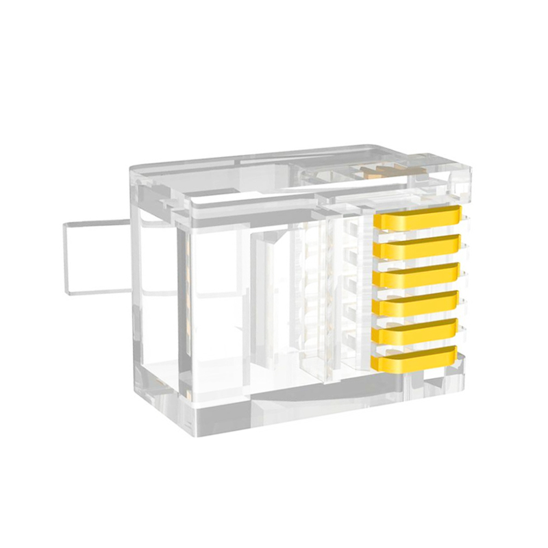 中云智创 6芯电话水晶头 6P6C电话语音水晶头RJ12水晶头50U镀金100个/包 无色