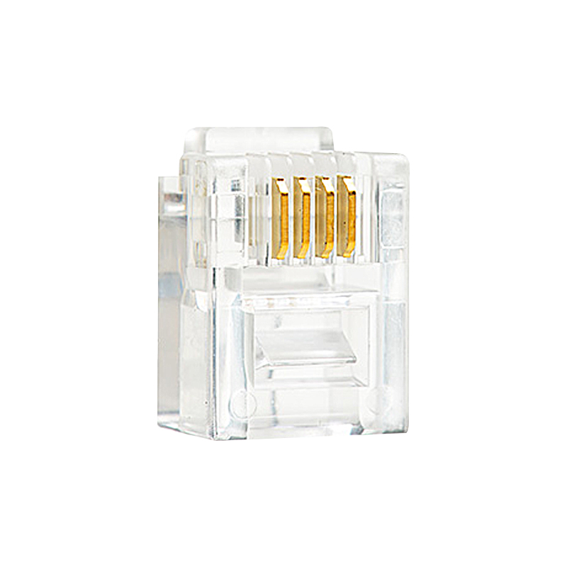 中云智创 4芯电话水晶头 6P4C电话语音水晶头RJ11水晶头50U镀金100个/包 无色