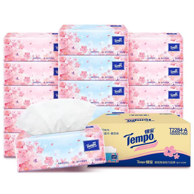 得宝抽纸樱花味4层90抽16包T2284-16E（单位：箱） 白色