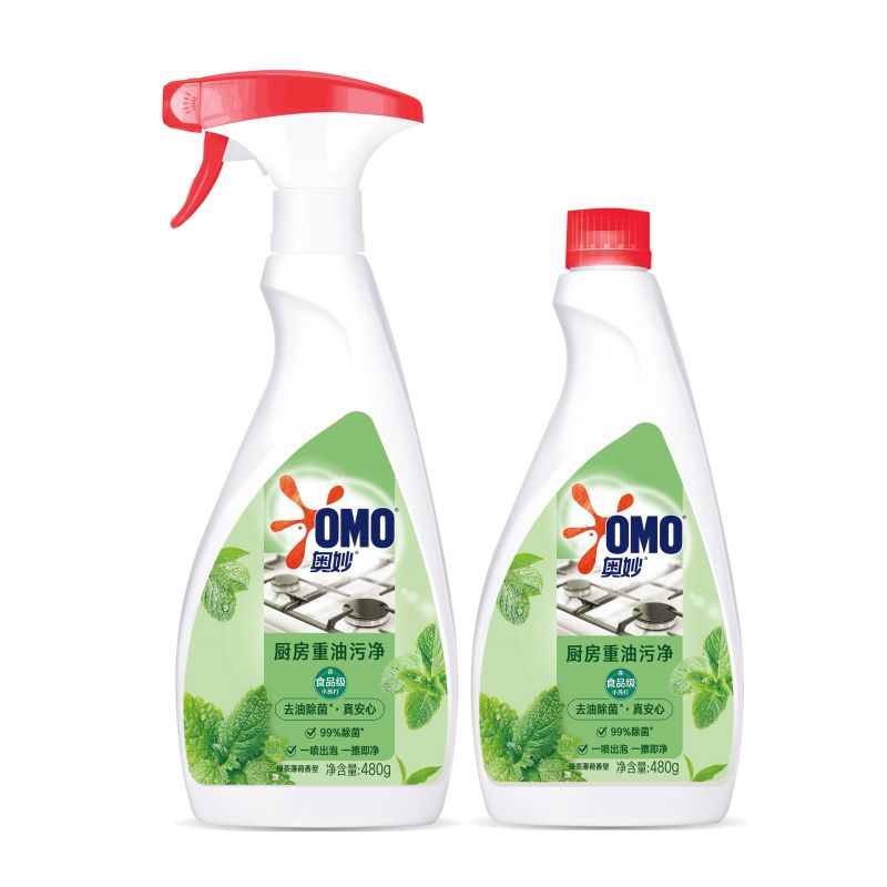 奥妙厨房重油污净绿茶薄荷香型双瓶装 (2X480G) 组 灰绿色