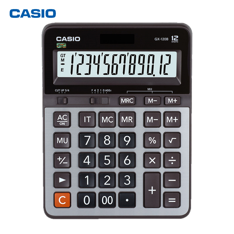 卡西欧（CASIO）GX-120B 12位商务办公计算器 超大型机金属面板 办公用品 灰色 GX-120S升级款 个 灰色