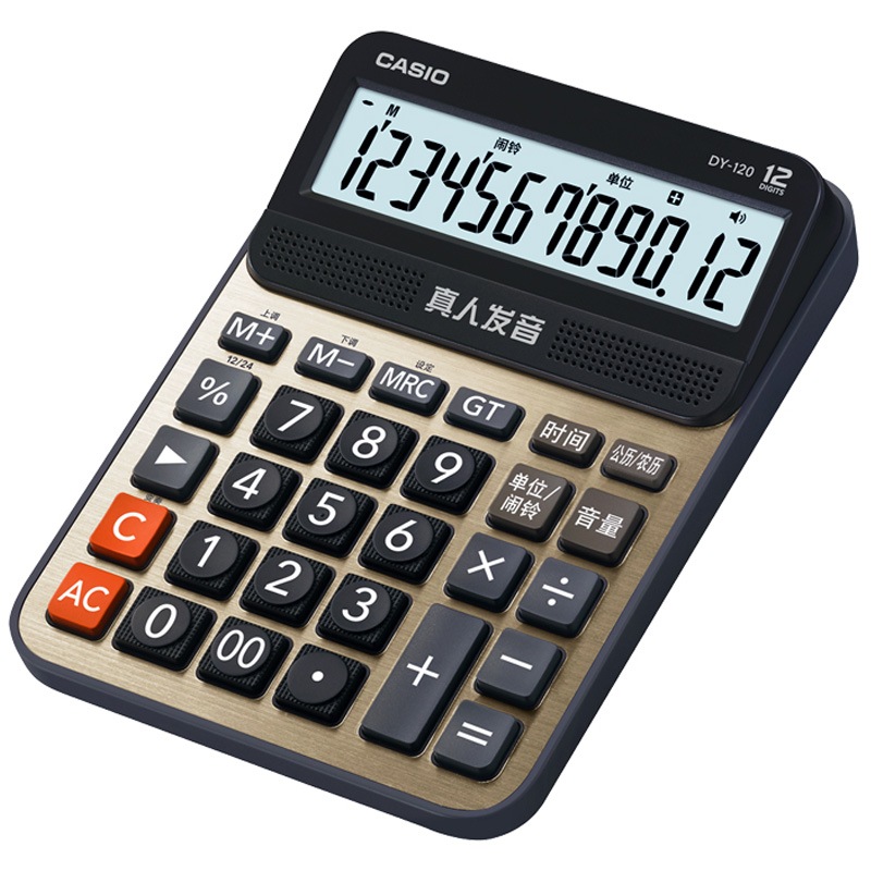 卡西欧（CASIO） DY-120-GD 语音计算器蟠龙金 真人发音金属机身 个 蟠龙金