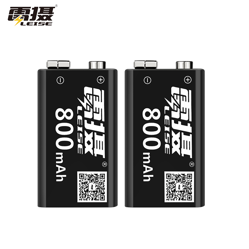 雷摄(LEISE) 9V锂电充电电池800mAh 大容量 USB-Type-C快充 单位：件 9v*2节黑色