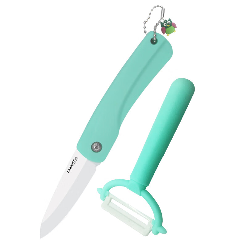 美瓷（mycera）宽柄陶瓷折叠刀水果刀套装TZDD01Y（单位：套） 薄荷绿