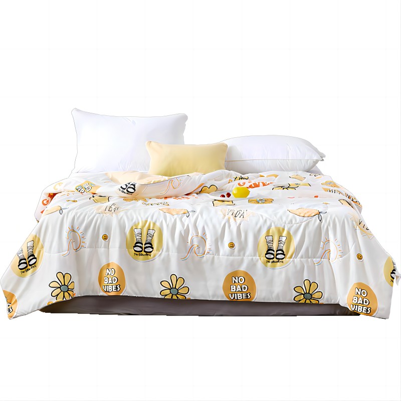 梦洁水洗抗菌夏被 柠夏200*230cm（单位：床） 白黄色