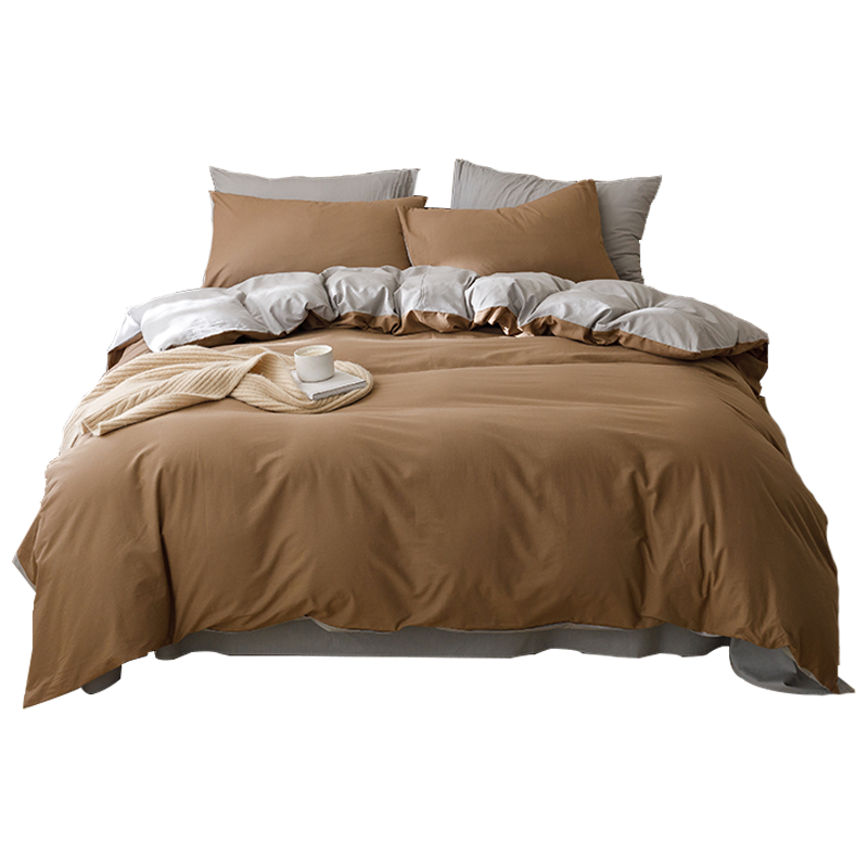 红秀世纺 水洗纯棉四件套HX2211-C004   200x230(cm)（件） 浅咖