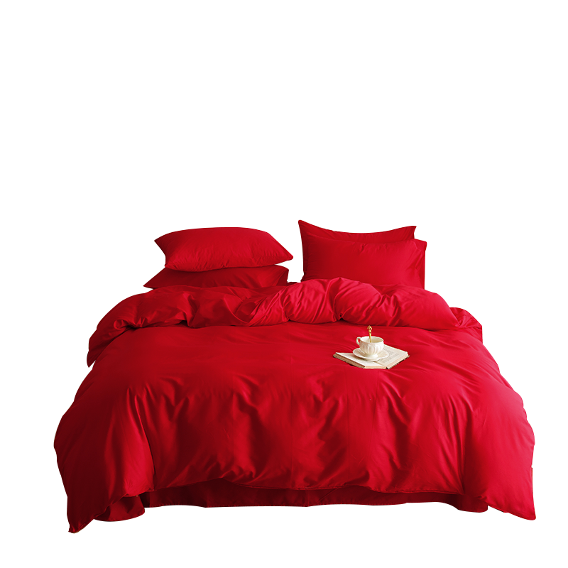 红秀世纺 60s纯棉转运四件套HX2211-C007  200x230(cm)（件） 红色