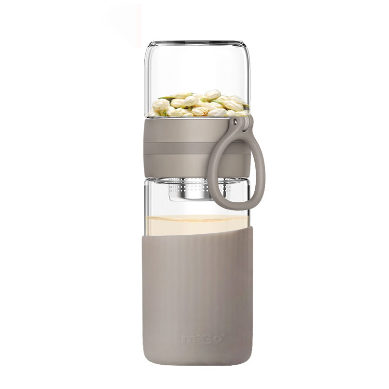 miGo星茶&middot;玻璃茶水分离杯-G4024TW 浅墨灰