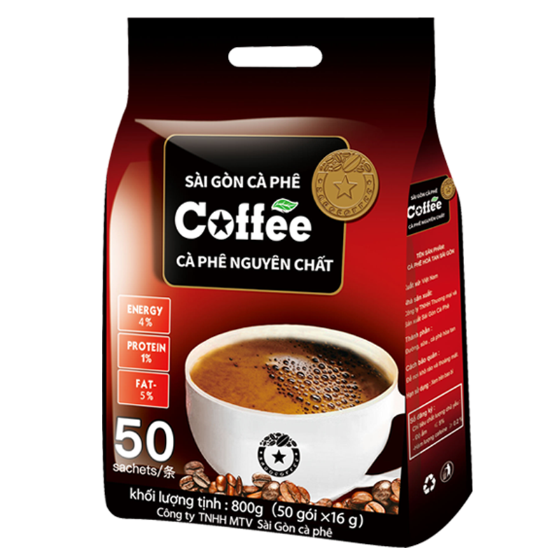 西贡（SAGOCOFFEE）越南进口三合一速溶原味咖啡800g (16g*50条) 袋 黑色