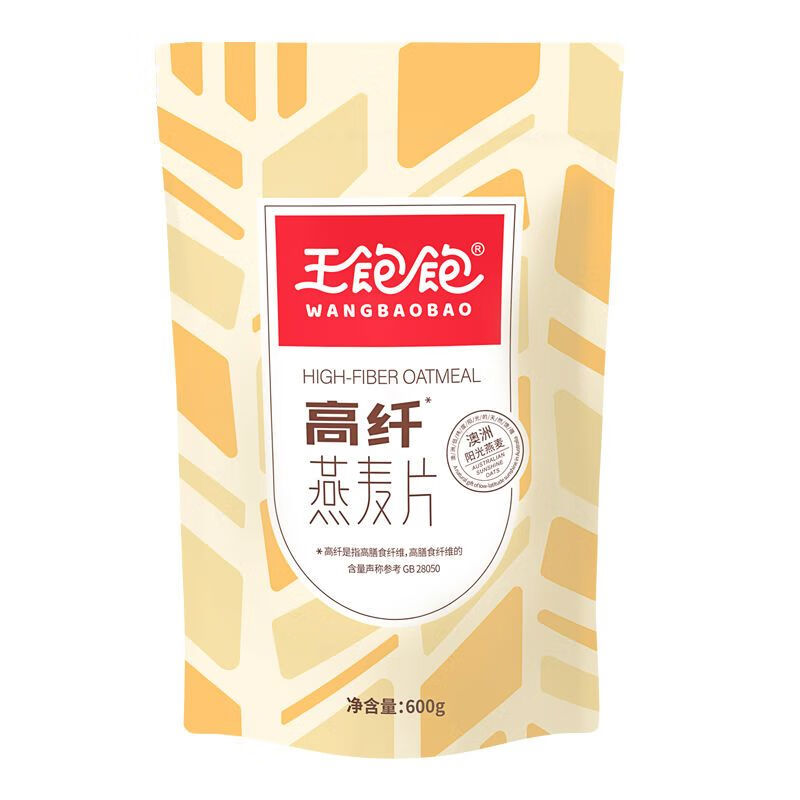 王饱饱 高纤燕麦片 600g 袋 自然色