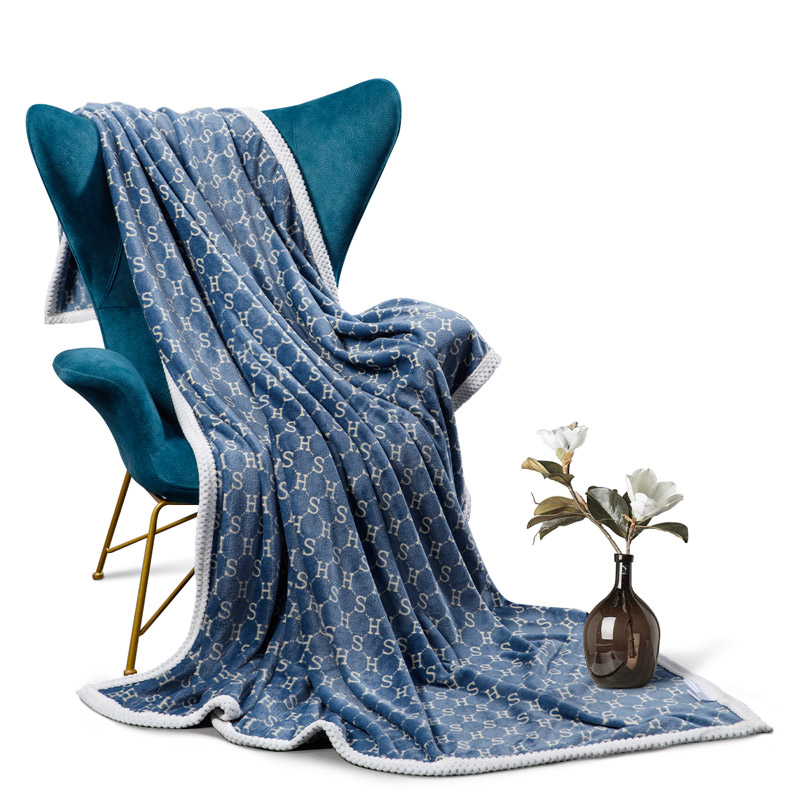 水星家纺 雪貂绒毯-浮光 180cm&times;200cm 宝蓝色