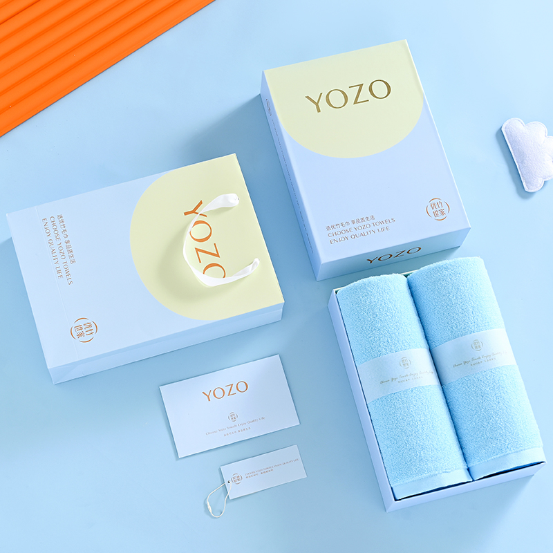 优竹世家YOZO艾米-2 5A抗菌长绒棉A类毛巾（36*72cm*2 98g）双条礼盒装（单位：套） 混色随机