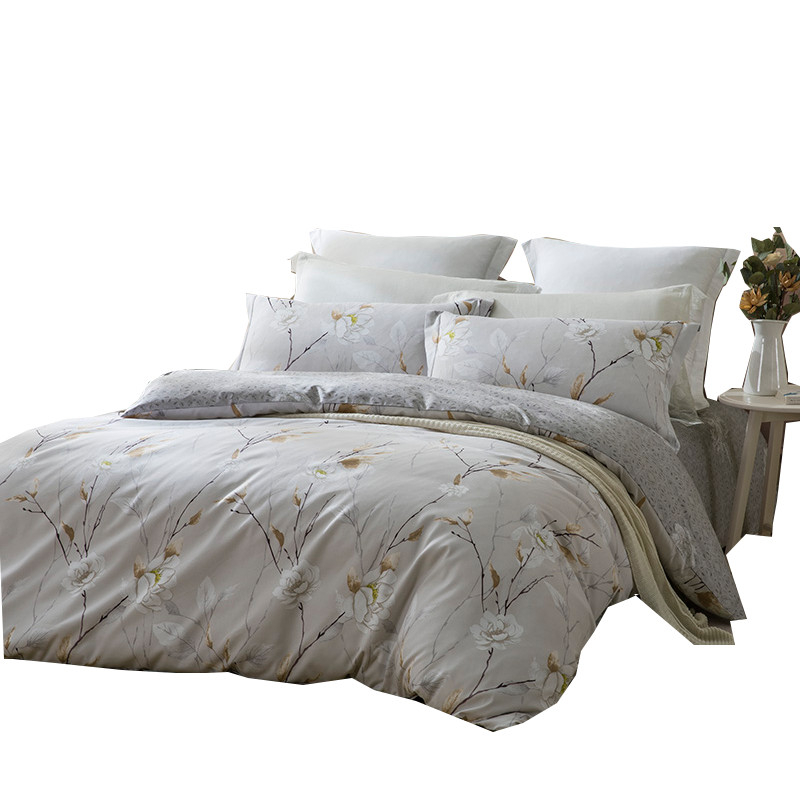 罗莱LOVO家纺素银梅香磨毛纤维四件套200*230cm  