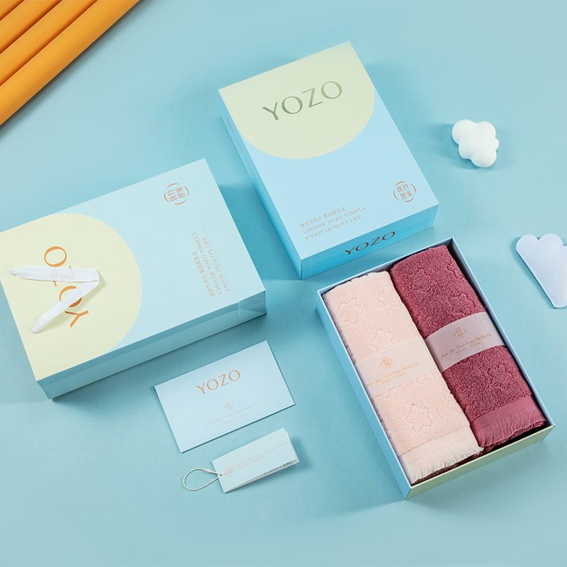 优竹世家YOZO 星语-2  5A抗菌纯棉毛巾（34*74cm  100g）双条礼盒装（单位：套） 混色随机