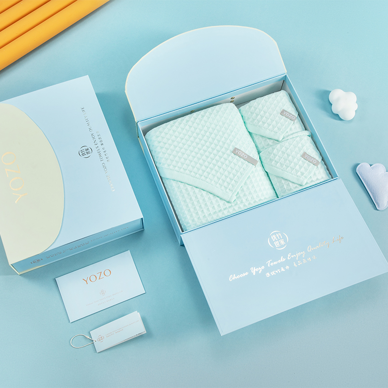 优竹世家YOZO  公主田园-3   5A抗菌纯棉纱布1浴巾2毛巾三件套礼盒装 （单位：套） 混色随机