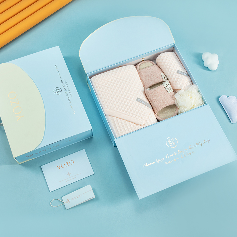优竹世家 YOZO 公主田园-6  5A抗菌纯棉纱布1浴巾1毛巾1拖鞋1浴球四件套礼盒装（单位：套） 混色随机