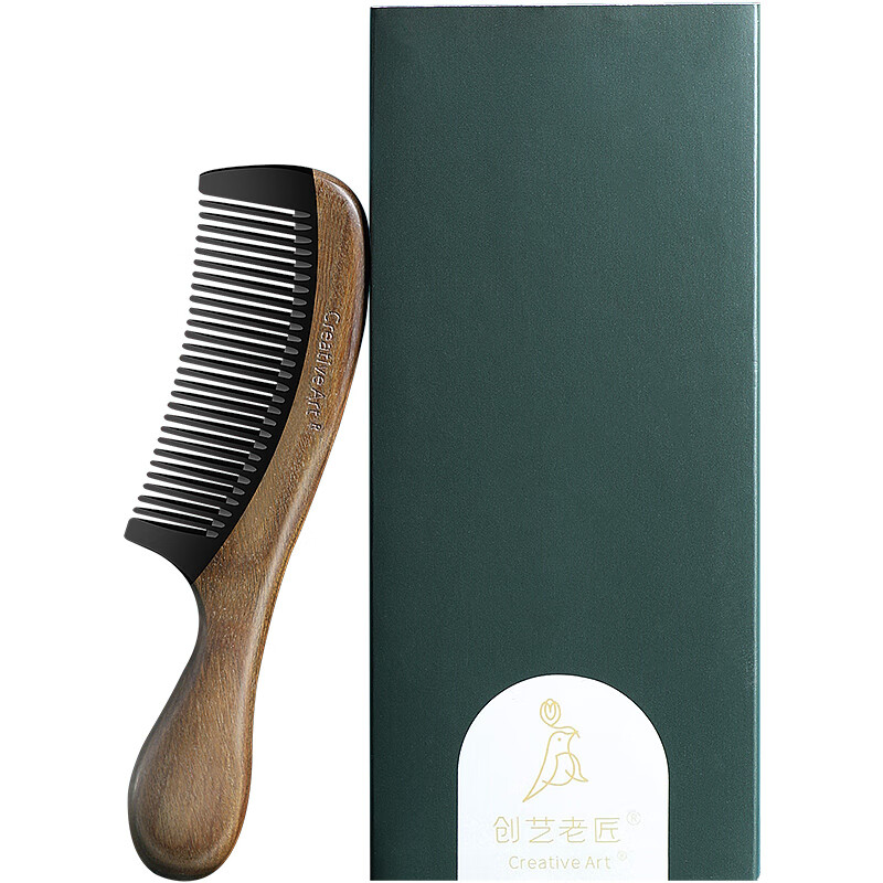 Creative art绿檀木牛角梳NPZ-LNJ001（单位：把） 绿檀